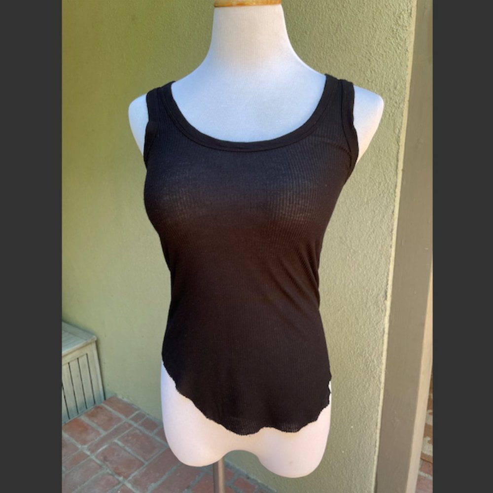 Enza Costa Black Ribbed Tank Top Size XS